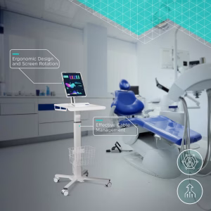 TMount Adjustable Rolling Medical Cart: Pneumatic Mobile Workstation with iPad Enclosure for 9.7-13" iPad and Tablet - Ideal for Hospital Dental Clinic Office
