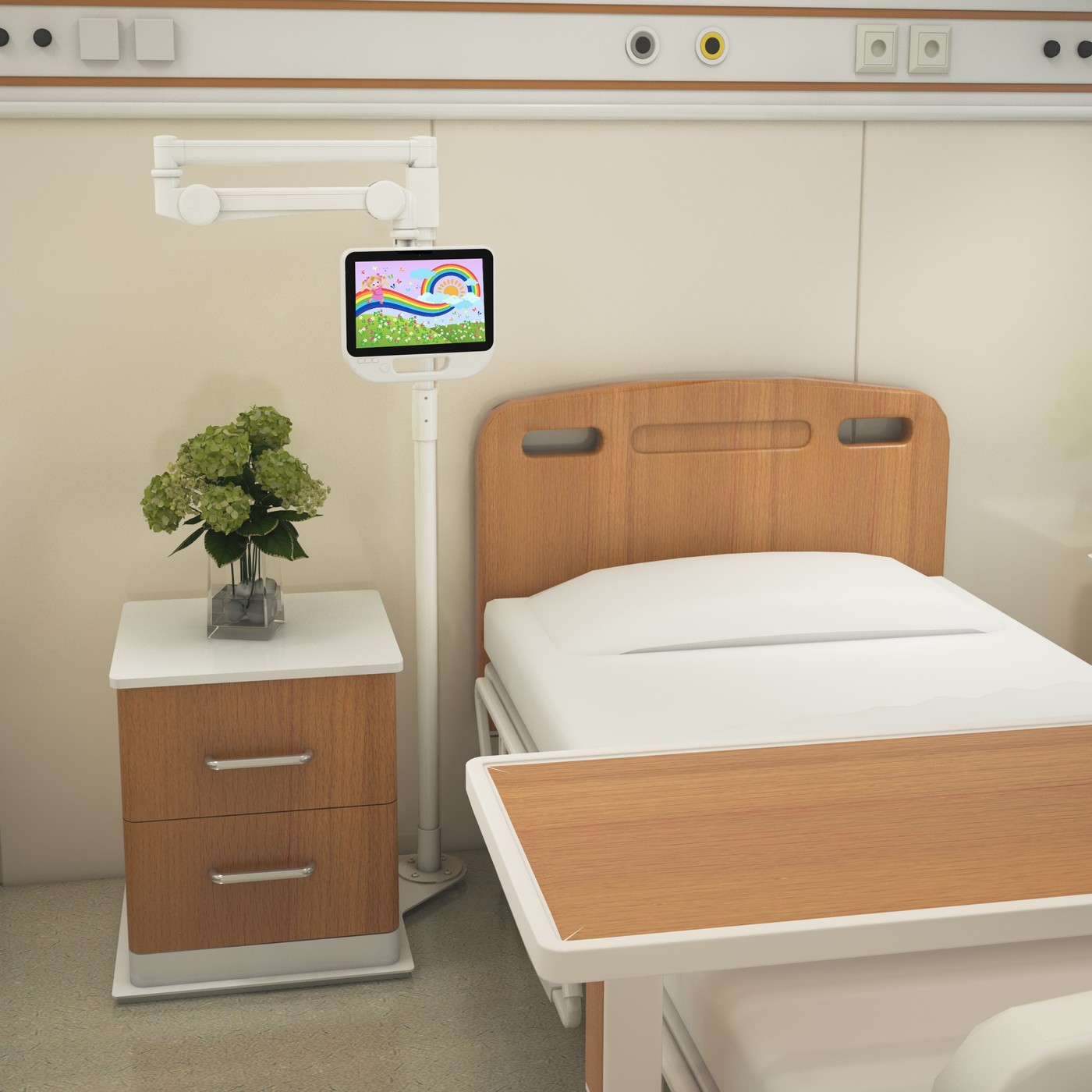 Aluminum Medical Floor Stand Monitor Mount For Hospital Beside Bed -TranquilMount PM-500P